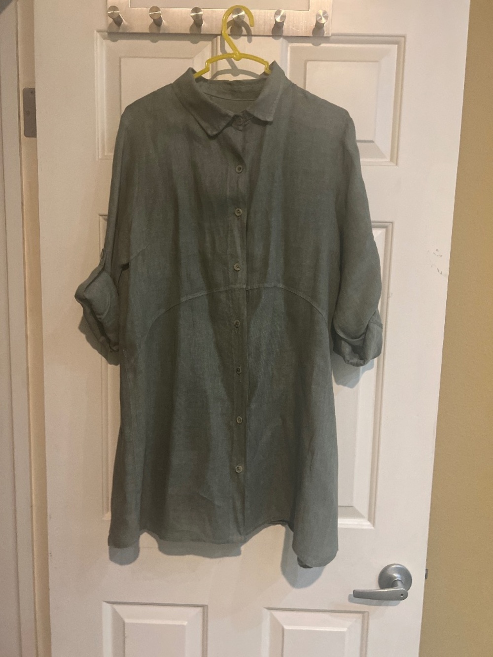 linen teal top